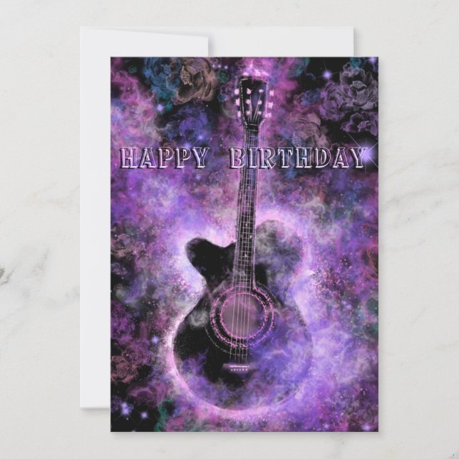 Tarjeta de cumpleaños de guitarra musical (Anverso)
