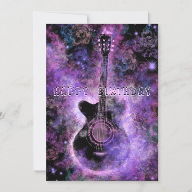 Tarjeta de cumpleaños de guitarra musical (Anverso)