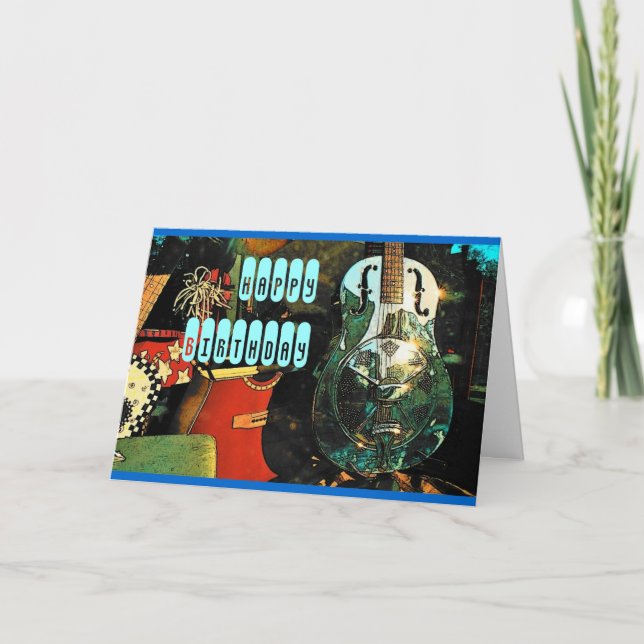 Tarjeta de cumpleaños de guitarra - Personalizada (Anverso)