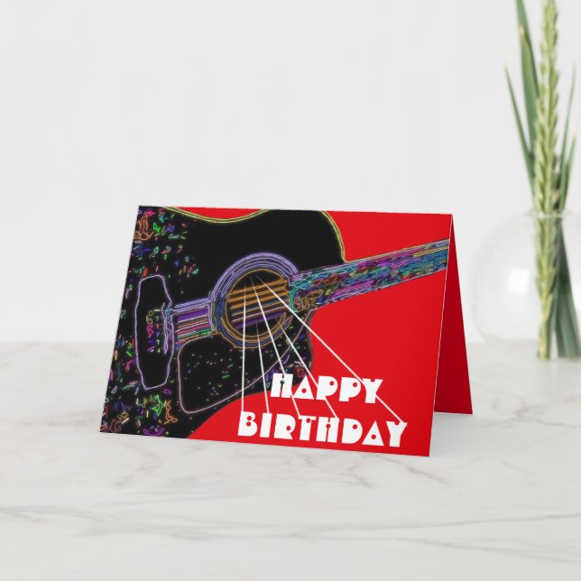Tarjeta de cumpleaños de guitarra psicodélica (Anverso)