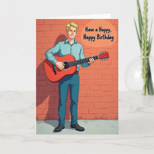 Tarjeta de cumpleaños de guitarra soleada