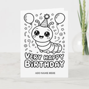 tarjeta de cumpleaños de gusano plegada para color