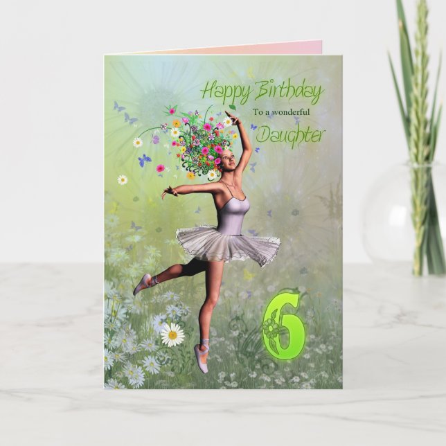 Tarjeta de cumpleaños de hada de flores para hija  (Anverso)