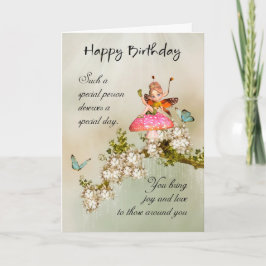 Tarjeta De Cumpleaños De Hadas Con Mariposas Y Blo