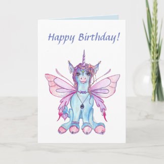 Tarjeta de cumpleaños de hadas del unicornio