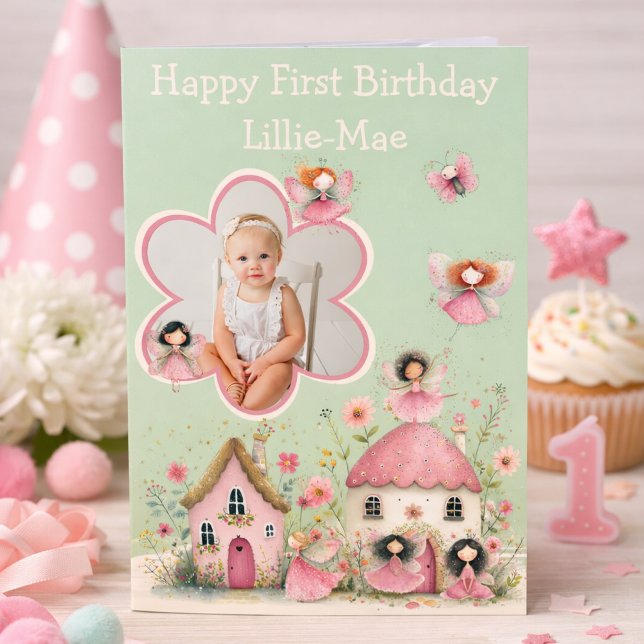 Tarjeta de cumpleaños de hadas para niñas de un añ (Subido por el creador)