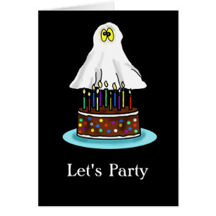 Tarjeta de cumpleaños de Halloween con fantasma y