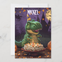 Tarjeta de cumpleaños de Halloween de dinosaurios
