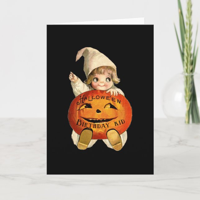 Tarjeta de cumpleaños de Halloween del NIÑO del (Anverso)