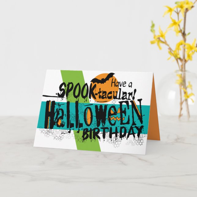 Tarjeta de cumpleaños de Halloween Espeluznante (flor amarilla)