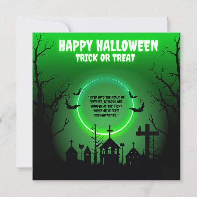 TARJETA DE CUMPLEAÑOS DE HALLOWEEN NEÓN FELIZ (Anverso)