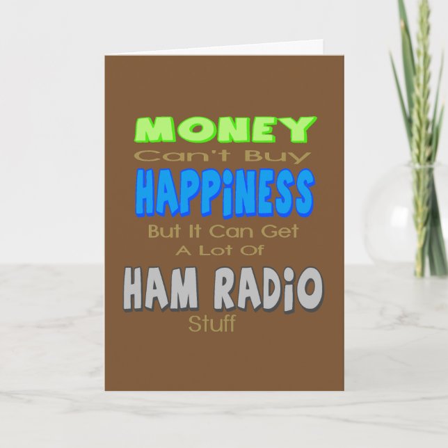 Tarjeta de cumpleaños de Ham Radio Money Happiness (Anverso)