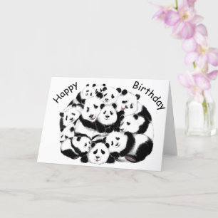 Tarjeta de cumpleaños de Happy Family Pands