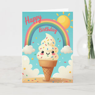 Tarjeta de cumpleaños de helado caprichosa