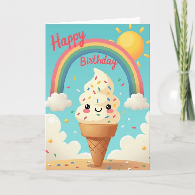 Tarjeta de cumpleaños de helado caprichosa (Anverso)