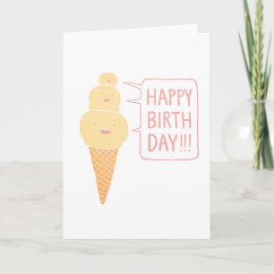 Tarjeta de Cumpleaños de Helado con Letterpress