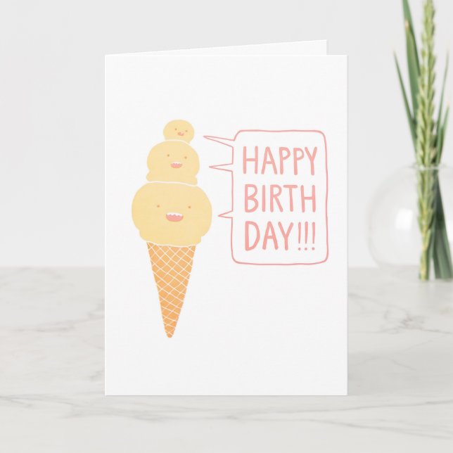 Tarjeta de Cumpleaños de Helado con Letterpress (Anverso)