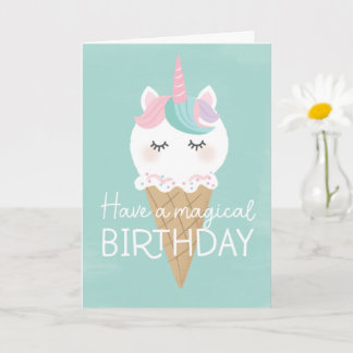 Tarjeta de cumpleaños de helado de unicornio
