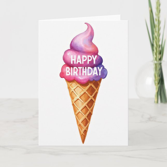 Tarjeta de Cumpleaños de Helado Dulce (Anverso)