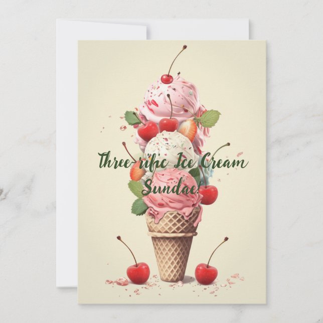 Tarjeta de cumpleaños de helado Three-rific (Anverso)