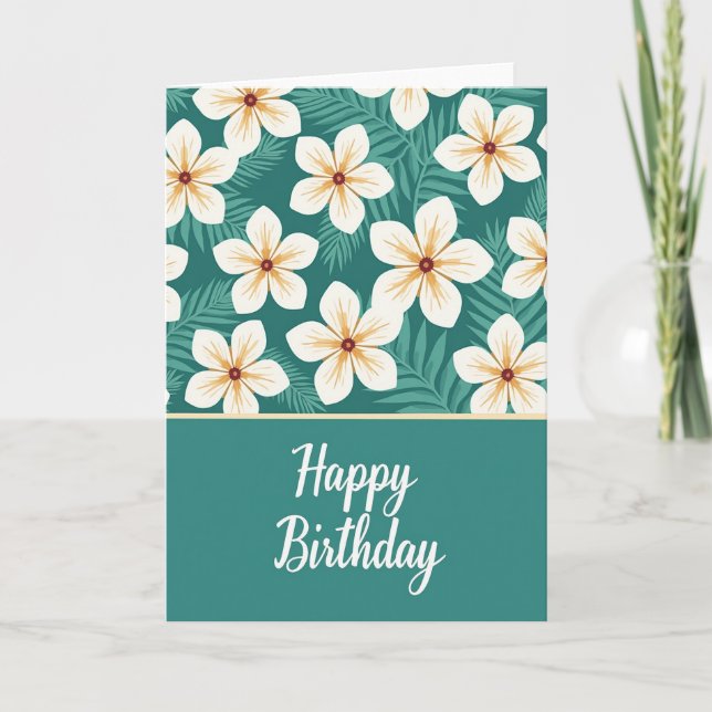 Tarjeta de cumpleaños de helecho teal (Anverso)