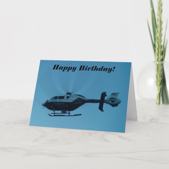 Tarjeta de cumpleaños de helicóptero en movimiento (Anverso)