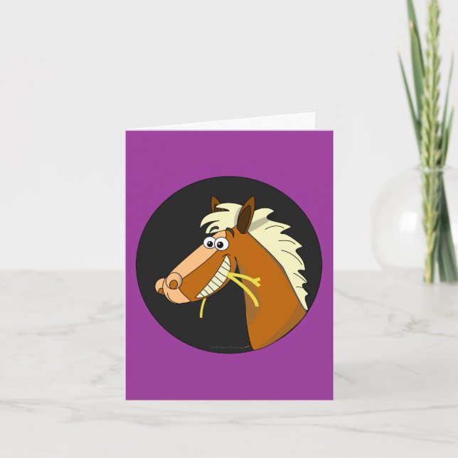 Tarjeta de cumpleaños de heno de mascado de caball (Anverso)