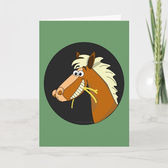 Tarjeta de cumpleaños de heno de mascado de caball (Anverso)