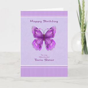 Tarjeta de cumpleaños de hermana gemela - Mariposa