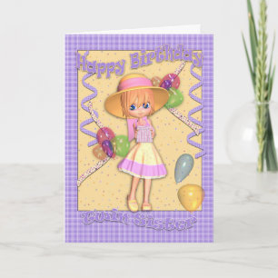 Tarjeta de cumpleaños de hermana gemela - Niña lin