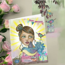 Tarjeta de cumpleaños de hermana pintada a mano co