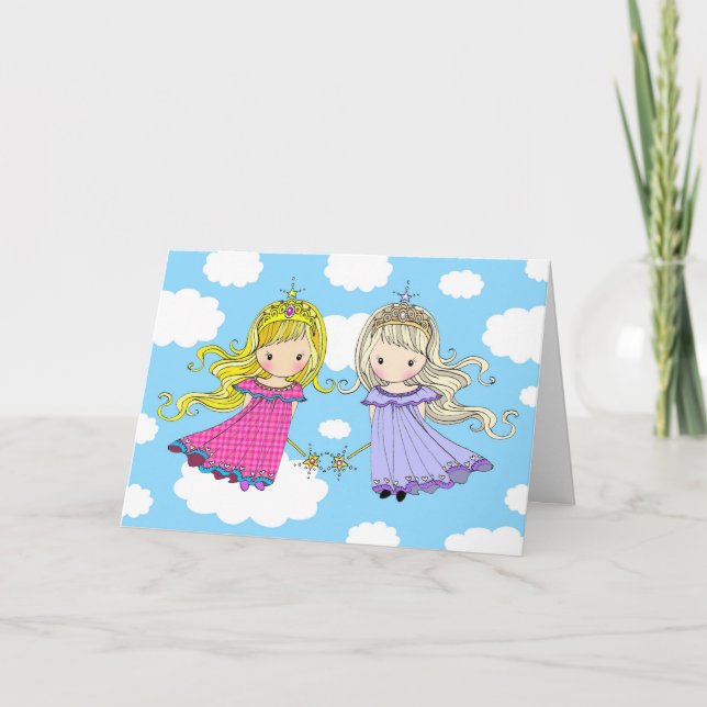 Tarjeta de cumpleaños de hermanas gemelas hada pri (Anverso)