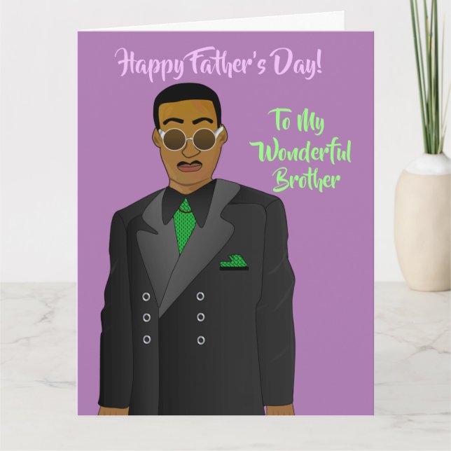Tarjeta de cumpleaños de hermano afroamericano con (Anverso)