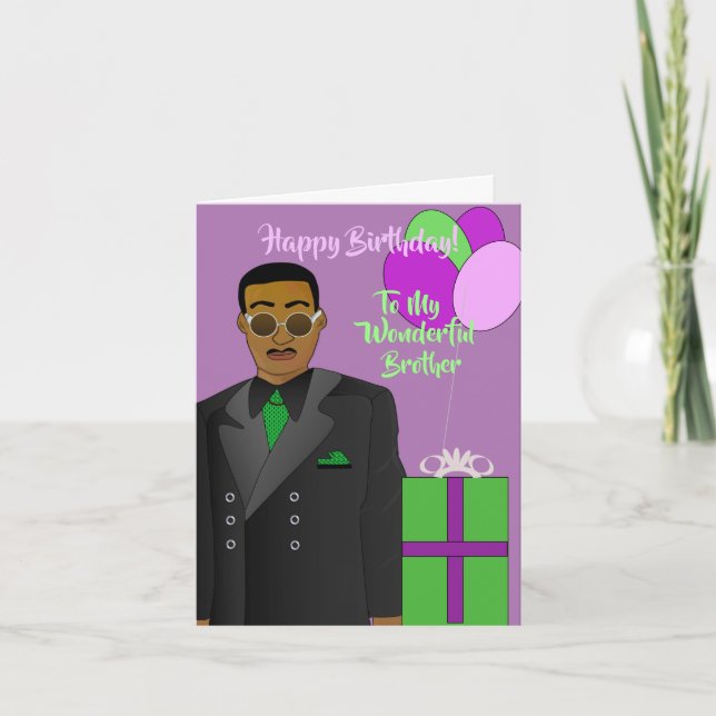 Tarjeta de cumpleaños de hermano afroamericano Sui (Anverso)
