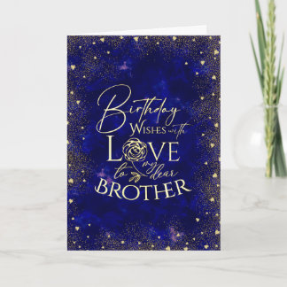 Tarjeta de cumpleaños de hermano con texto dorado