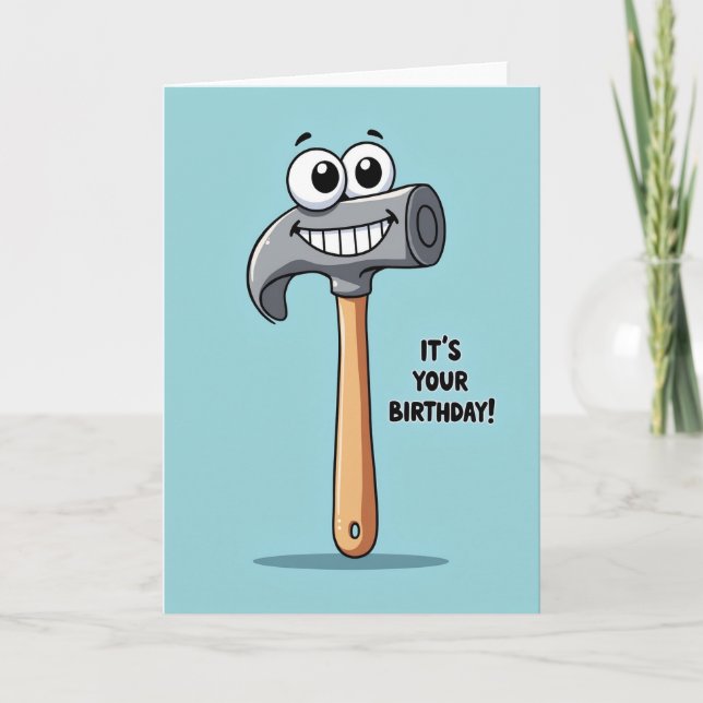 Tarjeta de cumpleaños de herramienta con carácter  (Anverso)