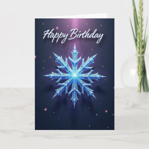 Tarjeta de cumpleaños de hielo azul cristalino