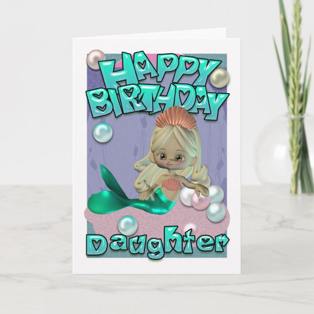 Tarjeta de cumpleaños de hija con sirena (Anverso)