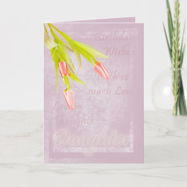 Tarjeta de cumpleaños de hija con tulipanes (Anverso)