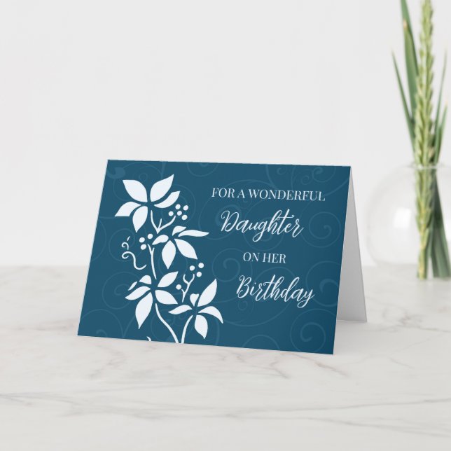 Tarjeta de cumpleaños de hija de flores azules tur (Anverso)