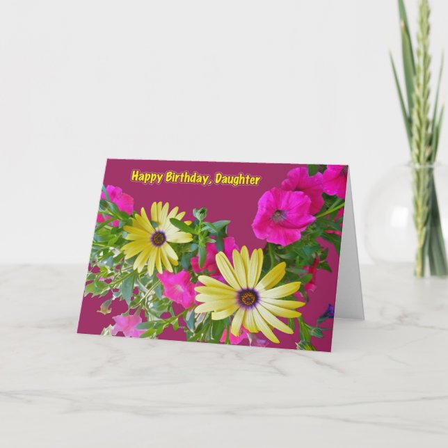 Tarjeta de cumpleaños de hija de flores mixtas (Anverso)