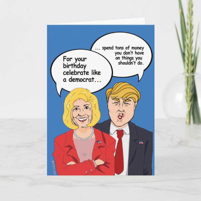 Tarjeta de cumpleaños de Hillary vs Trump - celebr (Anverso)
