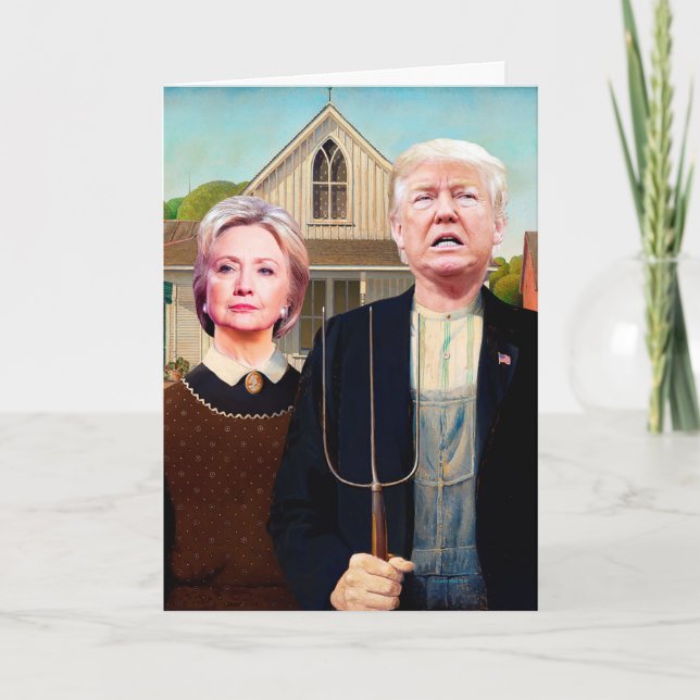 Tarjeta de cumpleaños de Hillary y Trump políticam (Anverso)