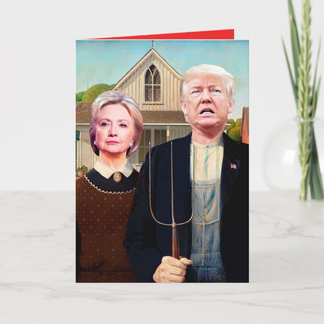 Tarjeta de cumpleaños de Hillary y Trump políticam (Anverso)