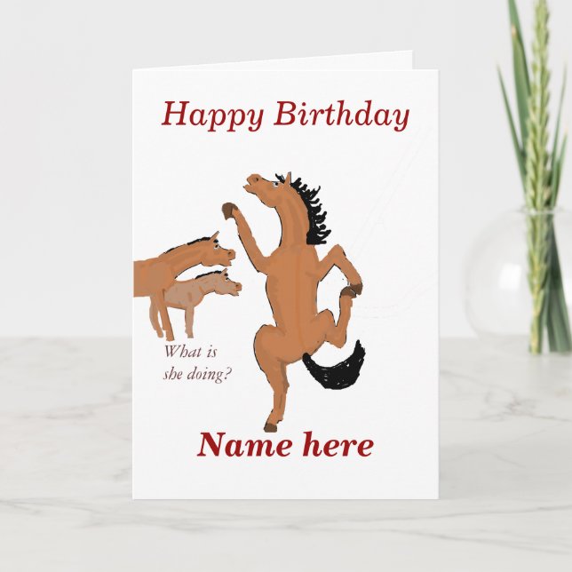 Tarjeta de cumpleaños de Hípica Dancing, agregue e (Anverso)