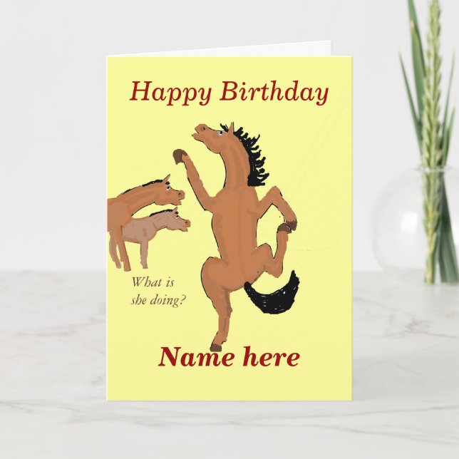 Tarjeta de cumpleaños de Hípica Dancing, agregue e (Anverso)