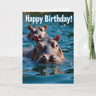 Tarjeta de cumpleaños de hipopótamo alegre