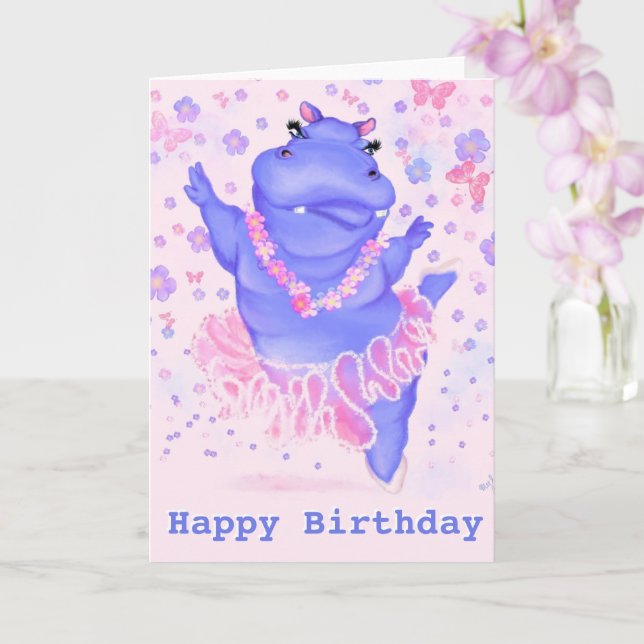 Tarjeta de cumpleaños de hipopótamo prima ballerin (Orquídea)