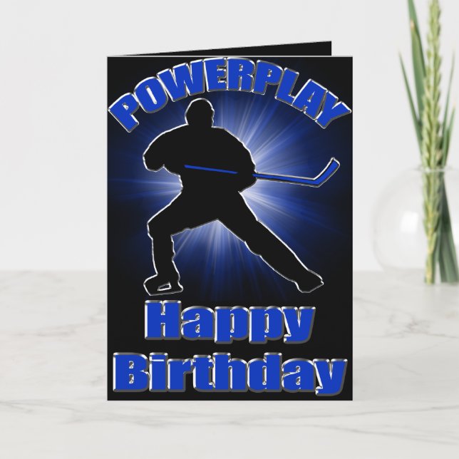 Tarjeta de cumpleaños de hockey Powerplay (Anverso)