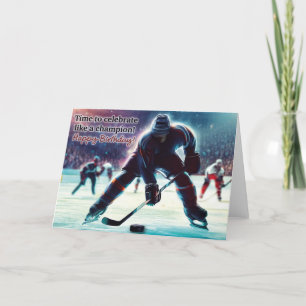 Tarjeta de cumpleaños de hockey sobre hielo